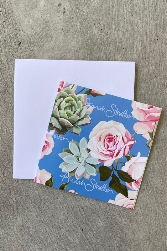 AS Blank Gift Card - Blue Succulent