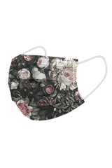 Disposable Face Mask - 3 Layers - Black Floral - Bag of 10