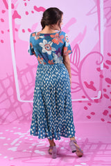 Model wearing alexandrine dress by Annah Stretton