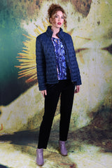 Model wearing the Navy Ambrosia Puffer Jacket