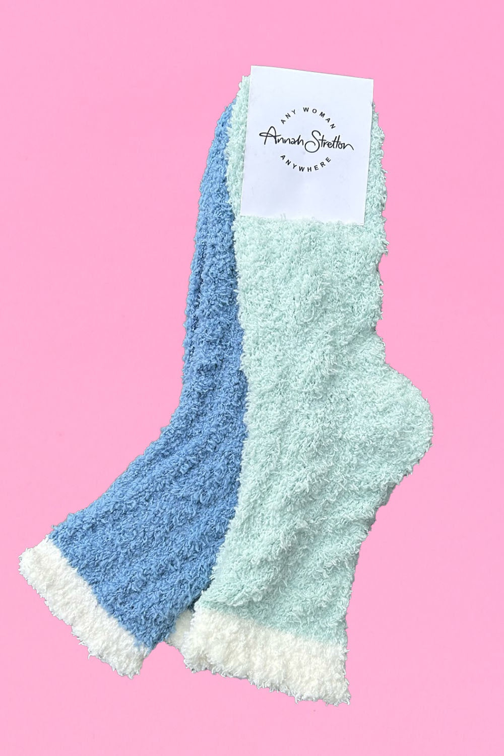 The pack of 2 Annah Stretton Bed Socks in blues