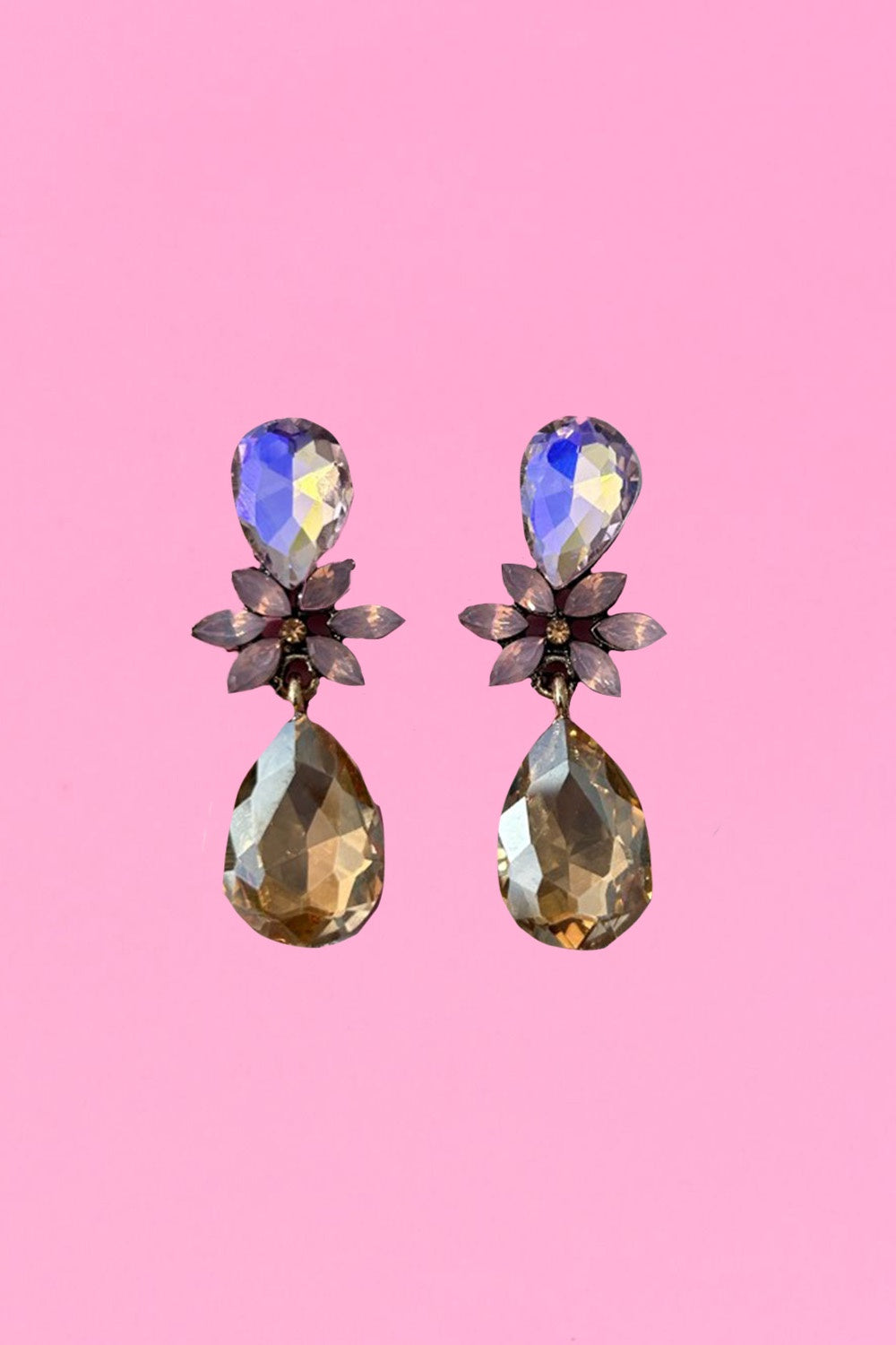The Annah Stretton Bejewelled Drop Earrings in gold