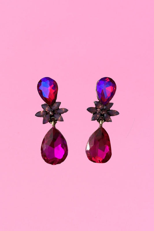 The Annah Stretton Bejewelled Drop Earrings in pink