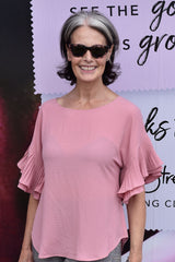 annah stretton wearing dayna top in plain pink