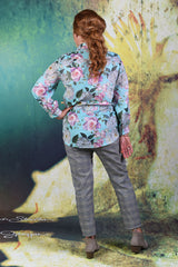 Back of model wearing the Annah Stretton Elsie Shirt in mint
