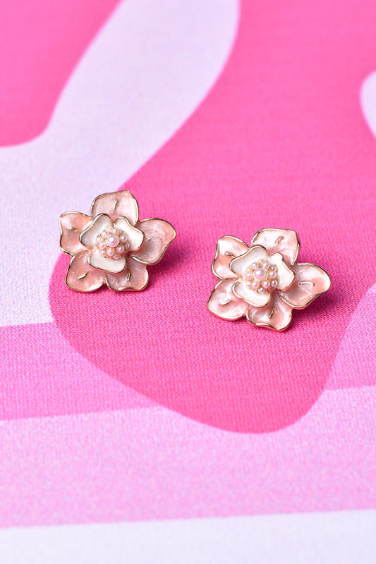 floral glam earrings in pink by annah stretton