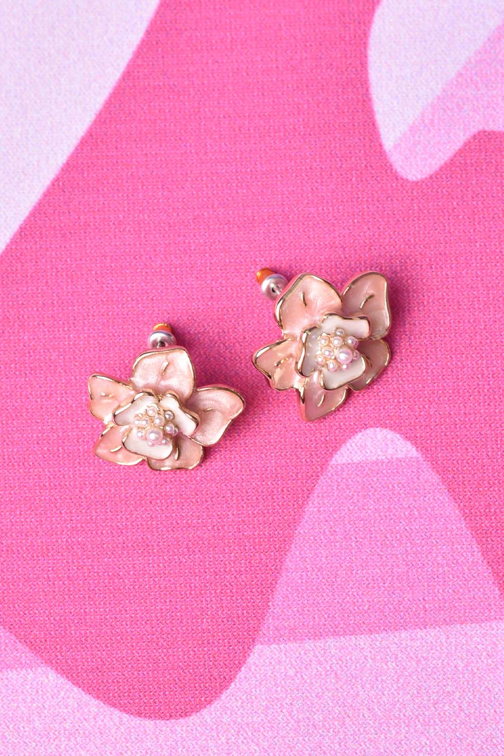 floral glam earrings in pink by annah stretton