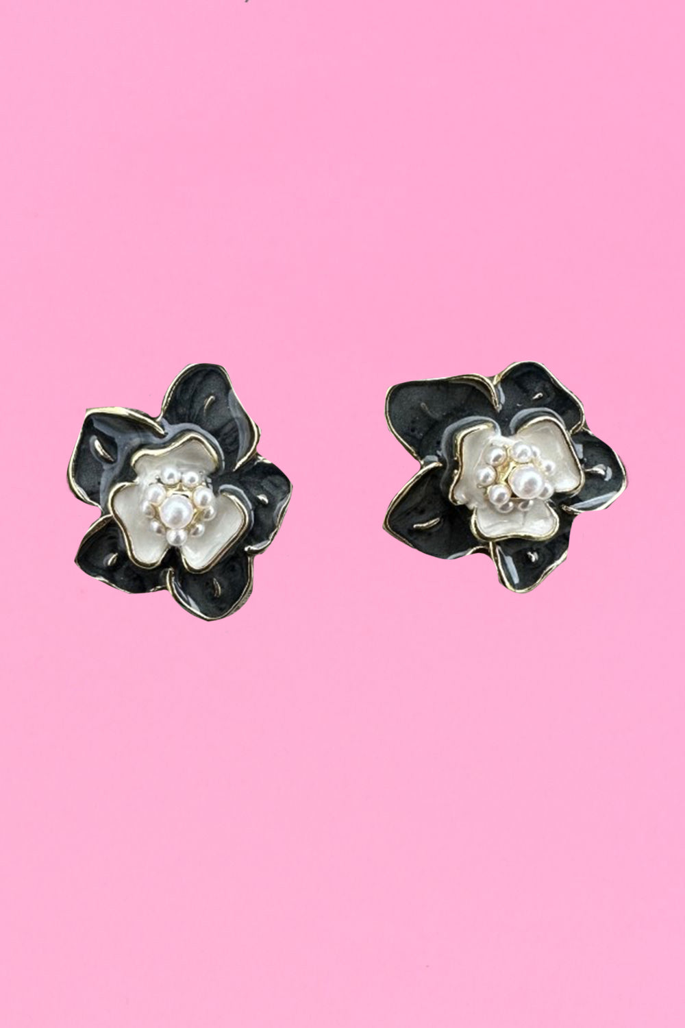 floral glam earrings in charcoal by Annah Stretton