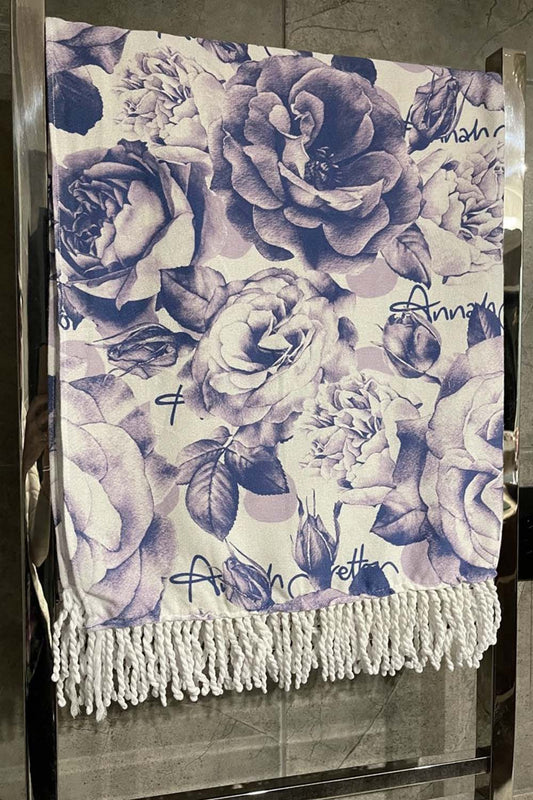 Annah Stretton Cotton turkish towel blue floral print