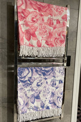 Annah Stretton Cotton turkish towel pink and blue floral print
