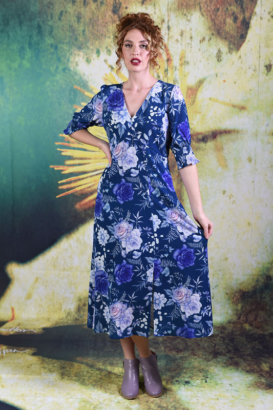 Model wearing the Annah Stretton Jax Dress in slate