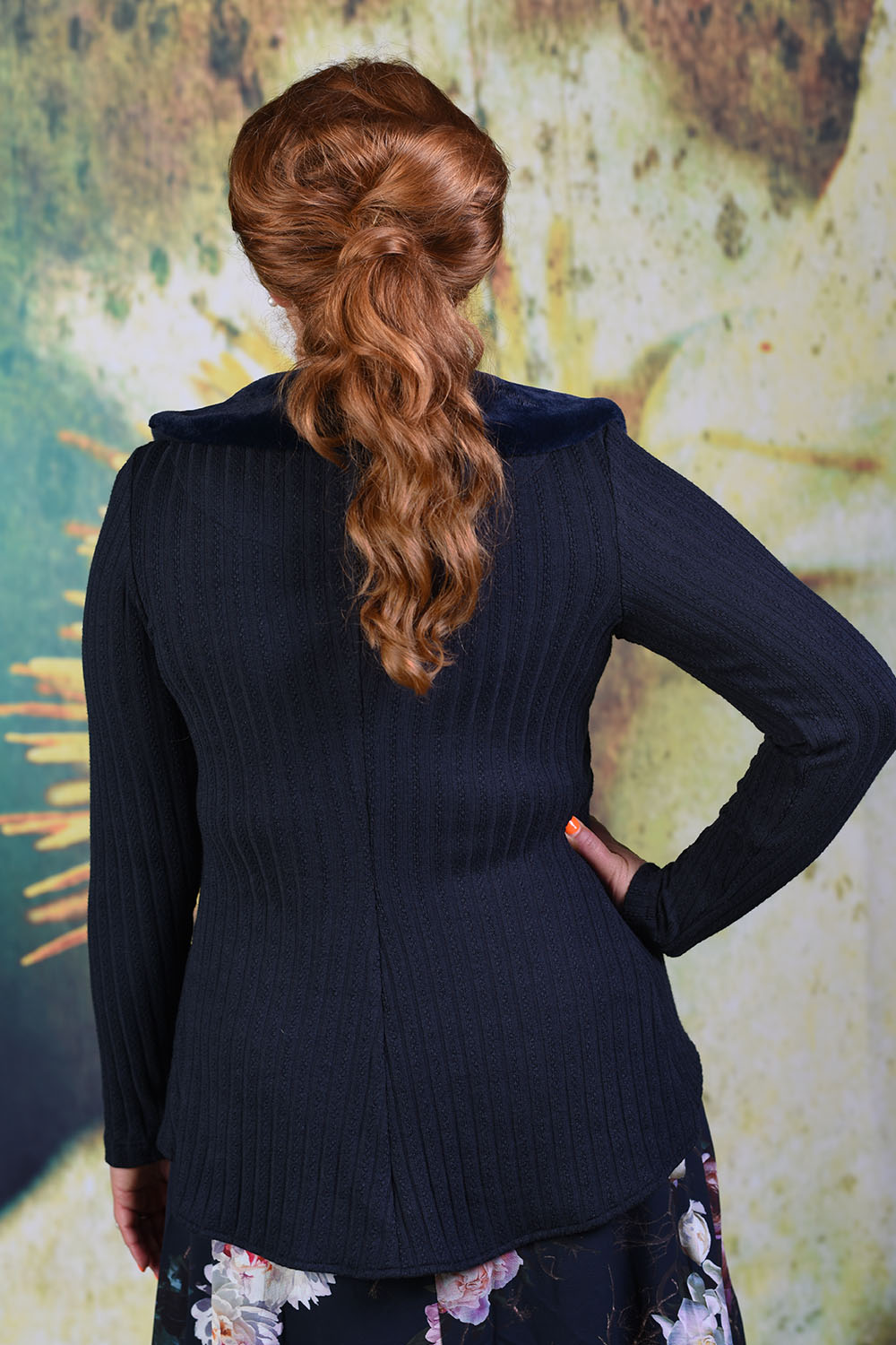Back of model wearing the Annah Stretton Jungle Erin Cardi