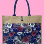 Indigo Floral Jute Bag