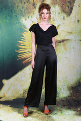 Model wearing the Annah Stretton Lana Pants in black
