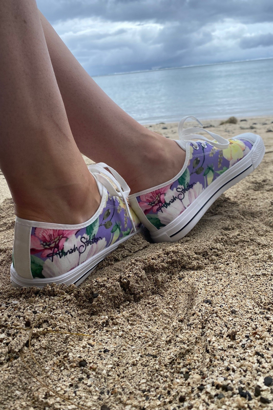 Annah Stretton Designer Floral Sneaker Lilac