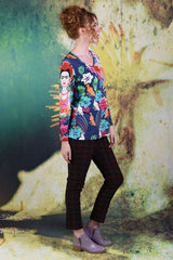 Side of model wearing the Annah Stretton Long Sleeve Tee in Rita