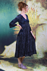 Side of the Annah Stretton Magic Velvet Dress in blue