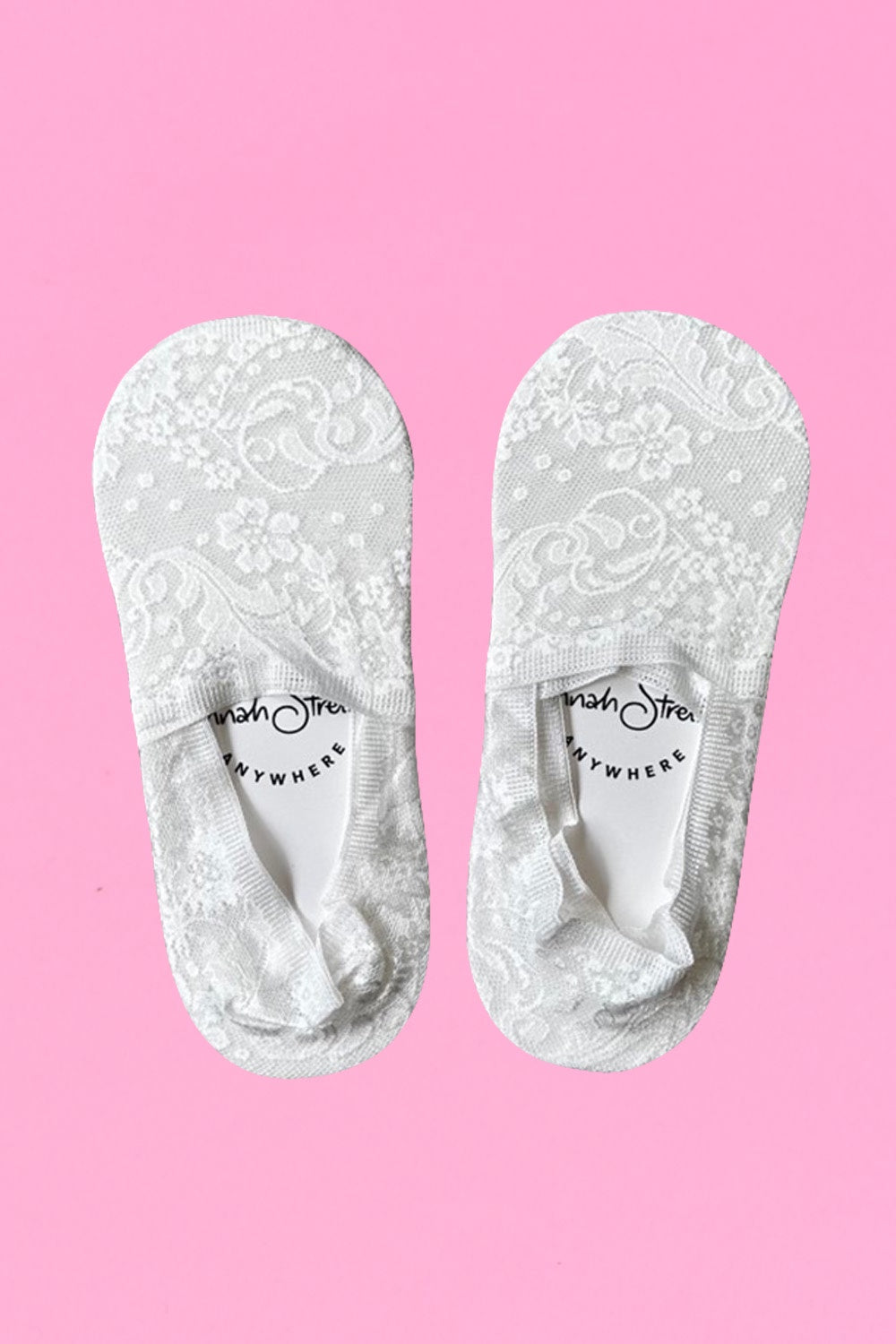 marley no show lace sockettes in white by annah stretton