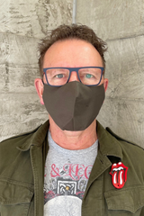 man wearing green face mask