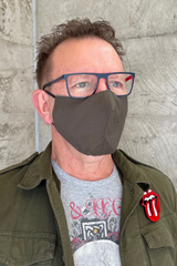 man wearing green face mask