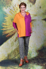 Full shot of model wearing the Annah Stretton Periwinkle shirt