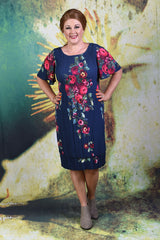 Another model wearing the Annah Stretton Pleat Me Juliet dress in the rose print