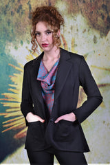 Model wearing the Annah Stretton Ruby Winn jacket in black