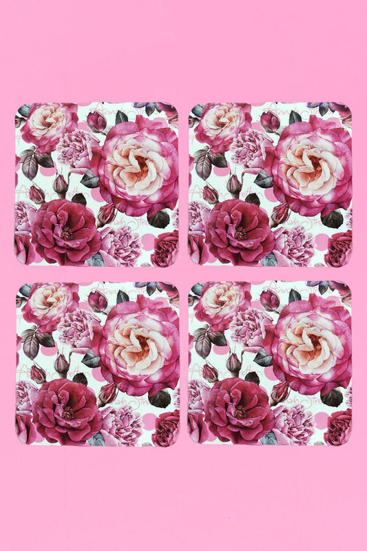 annah stretton floral square coasters white peony print