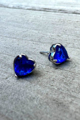 Glam Love Sterling Silver Stud Earrings - Blue