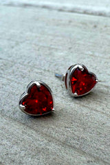Glam Love Sterling Silver Stud Earrings - Red