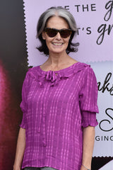 annah stretton wearing tiger lily top in magenta