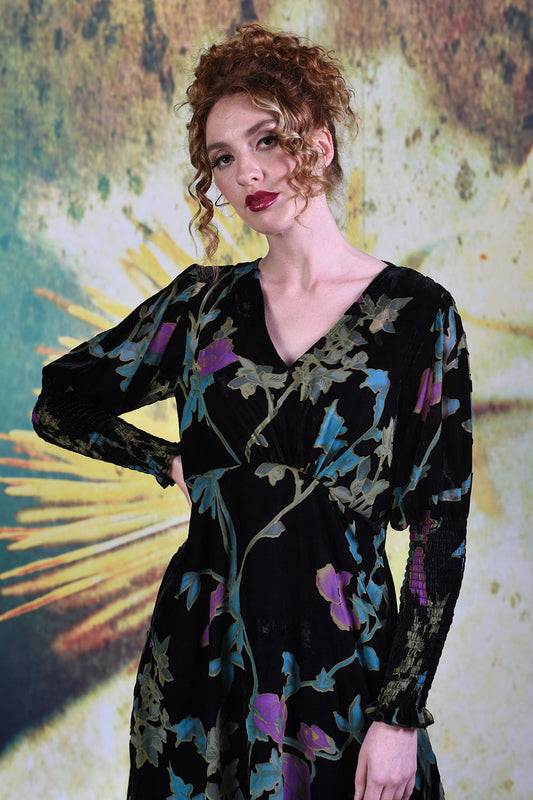 Model wearing the Winter Rose Dress