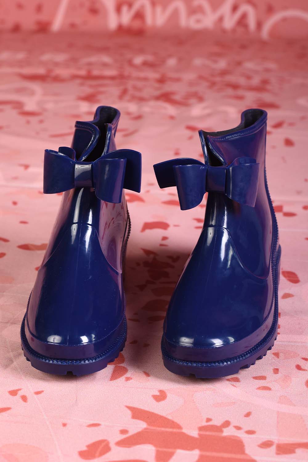 annah stretton bow navy gumboots