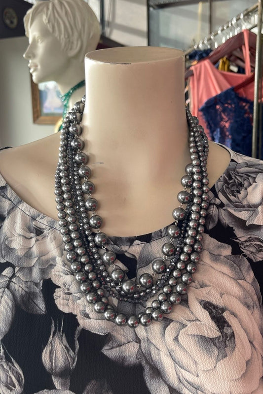 AS Marilyn Large Costume Pearl Necklace - Slate - SALE