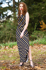 berrie nice black stripe maxi dress, with cowl neckline