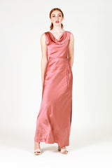 berrie bridesmaid maxi dress in pink with cowl neck