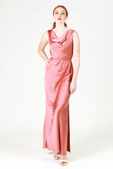 berrie bridesmaid maxi dress in pink with cowl neck