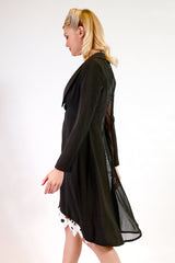 brisa bailey jacket in black, front button closure with mesh back panel insert