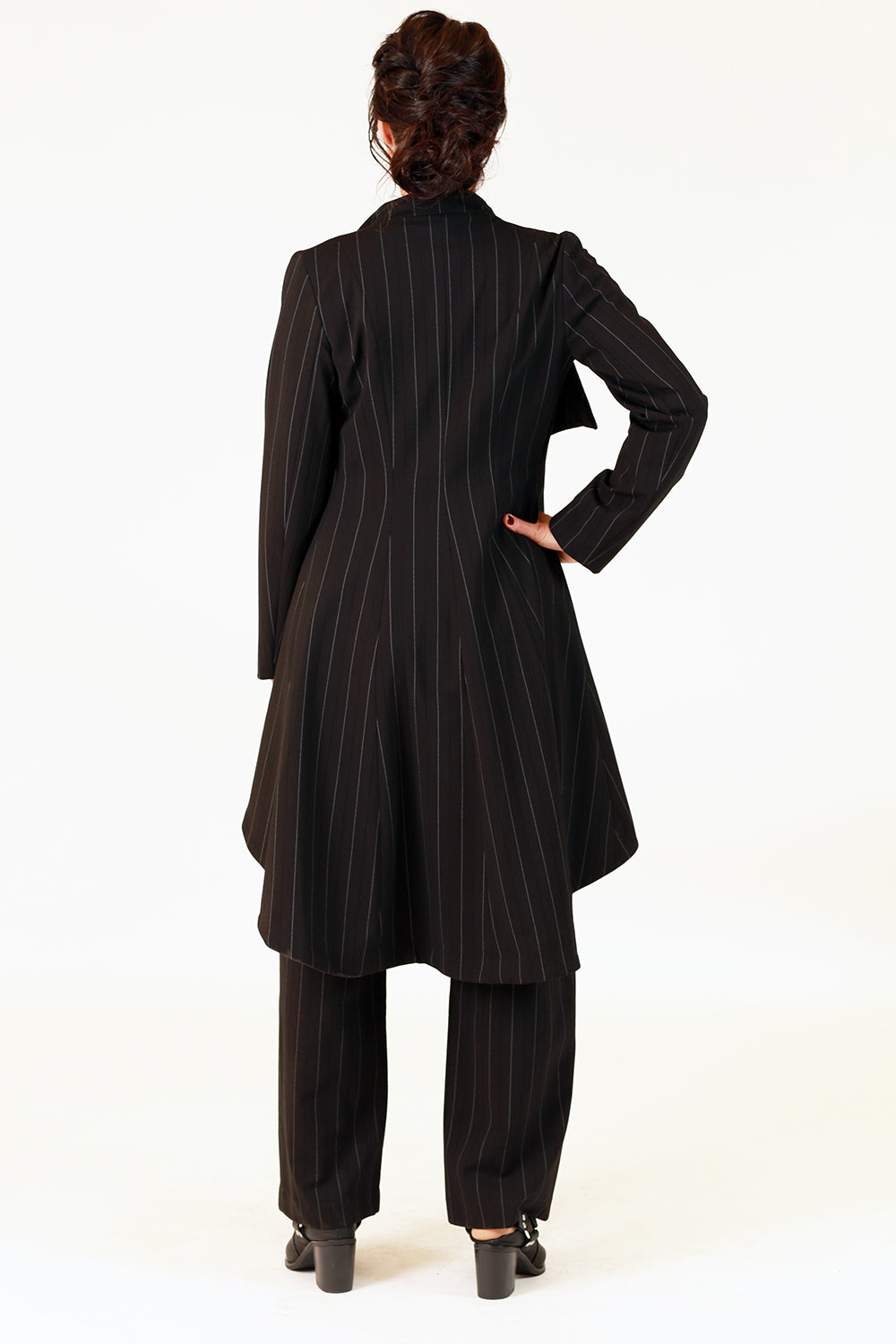 celia celest black pinstripe tailored jacket