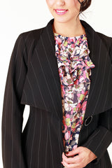 celia celest black pinstripe tailored jacket