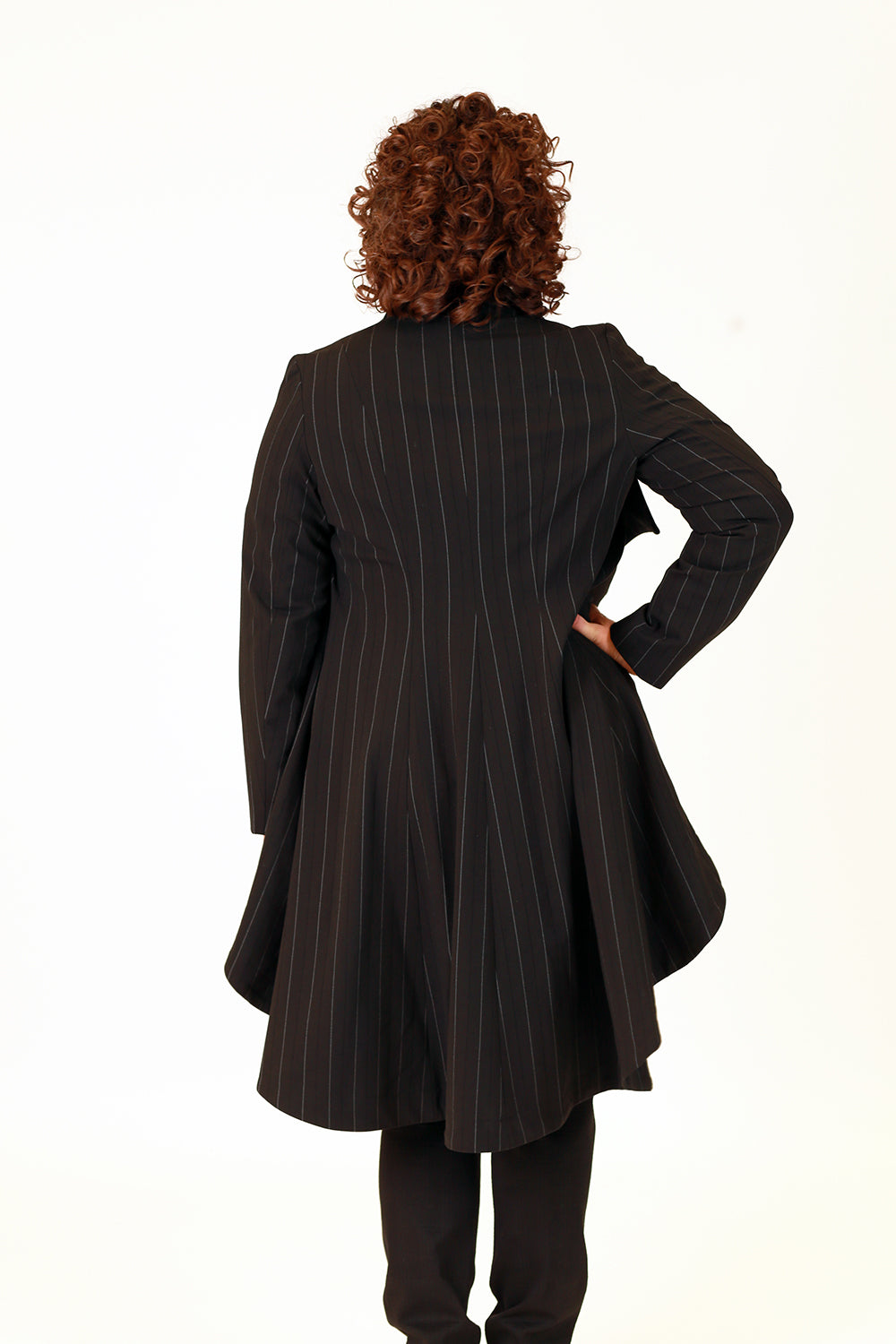 celia celest black pinstripe tailored jacket