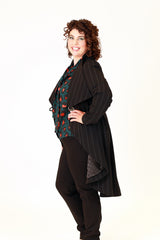 celia celest black pinstripe tailored jacket