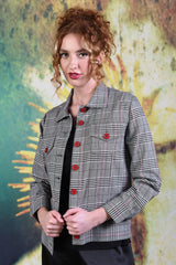 Model wearing the Annah Stretton DJ Plaid Jacket