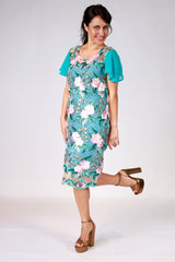 Annah Stretton Embroidery Mesh Teal Dress