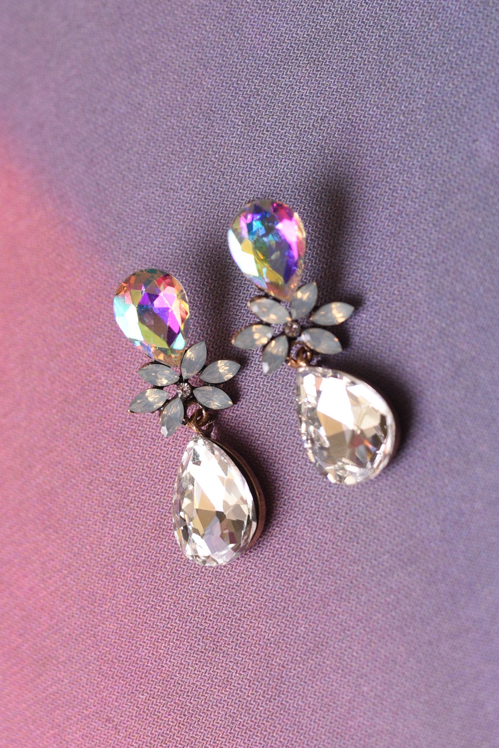 Bejewelled Drop Earrings - Crystal