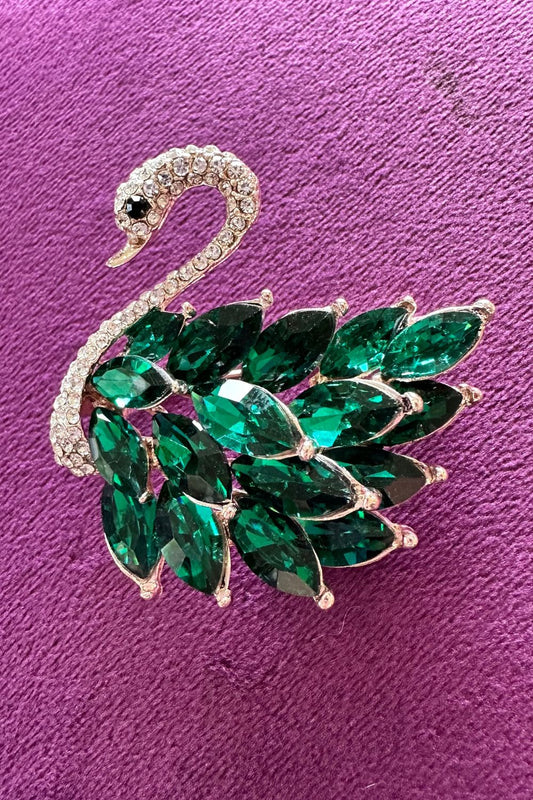 Emerald Swan Brooch