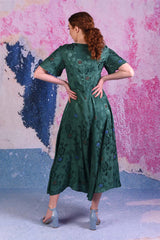 model wearing fabia emerald dress