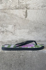 annah stretton floral jandals in lilac gingham print