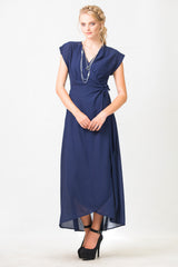 Gretchen 2 Dress Navy | Long Sheer Wrap Dresses | Occasion Dresses in NZ/ Annah Stretton NZ/ Designer NZ / Bridesmaid Dresses NZ