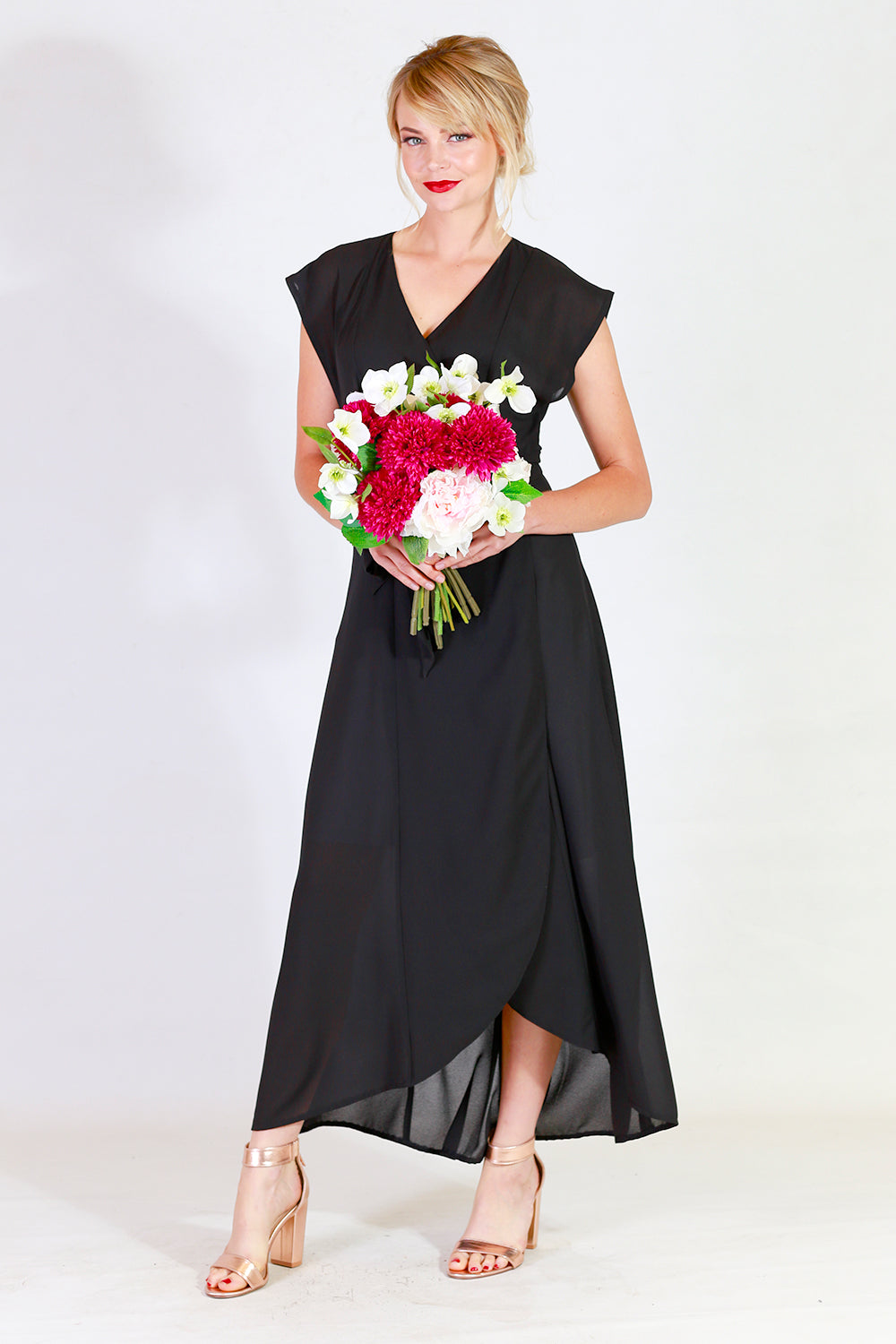gretchen gina bridesmaid dress in black, formal dress